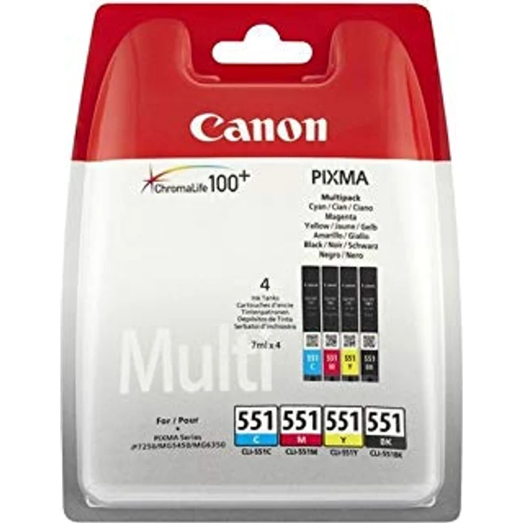 CANON CLI-551 Vorteilspack Blister 4x6 Foto Papier PP-201 50 Blatt + Cyan Magenta Gelb & Schwarz Tintentanks – Bild 2