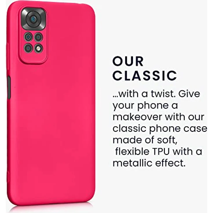kwmobile Handyhülle für Xiaomi Redmi Note 11 / Note 11S - weiche, elastische Silikon Case in metallisch schimmerndem Metallic Pink mit präzisen Kameralöchern – Bild 3