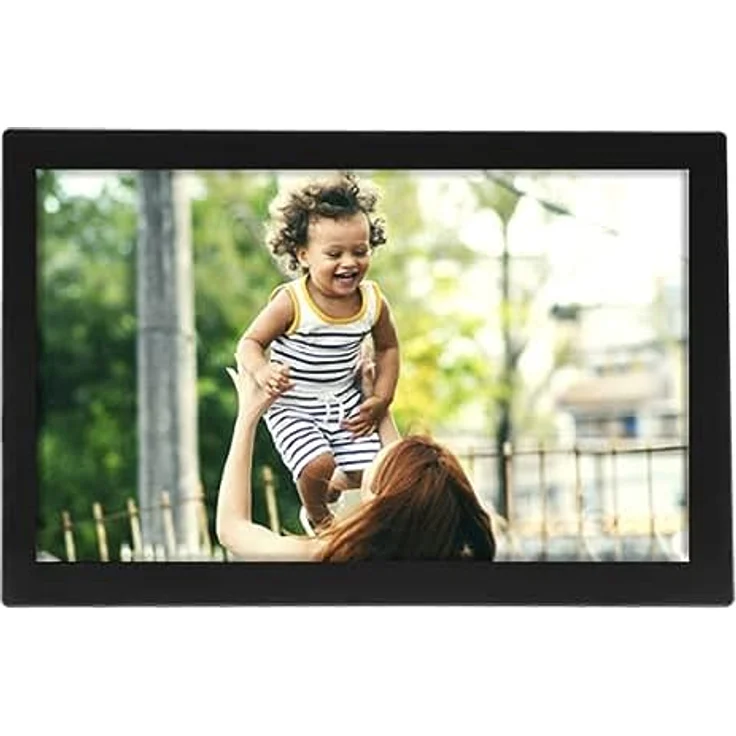 Denver PFF1037 Digitaler Bilderrahmen mit Glasdisplay und WiFi, 10.1 Zoll, Elektronischer Bilderrahmen 16GB mit FRAMEO App, IPS Touchscreen, Auto-Rotate, Micro SD Slot, Schwarz – Bild 1
