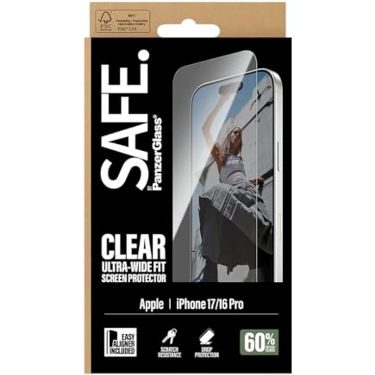 Panzer Glass SAFE. Displayschutz für iPhone 16 Pro und iPhone 17, Ultra-Wide Fit mit EasyAligner und oleophober Beschichtung – Bild 3