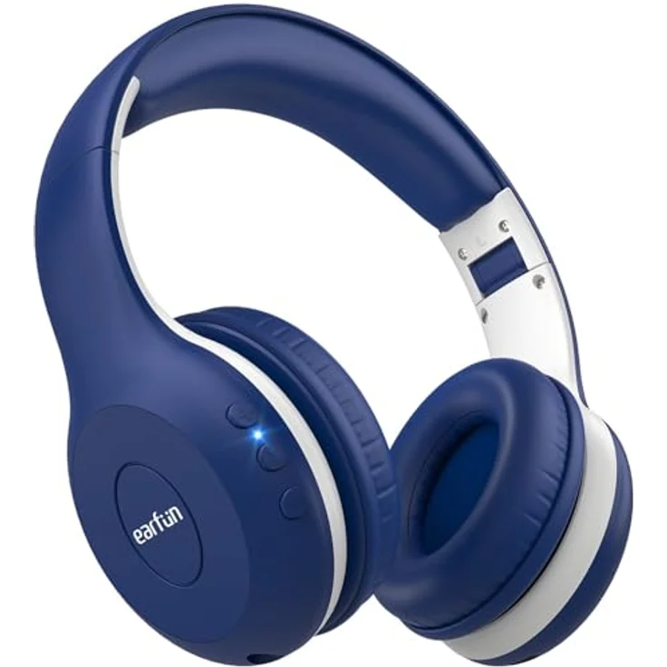 EarFun Bluetooth Kopfhörer Kinder, HiFi Sound, 85/94dB Lautstärkeregelung, HD-Mikrofon, 40 Std Akku, Faltbar & Einstellbar, Blau – Bild 1