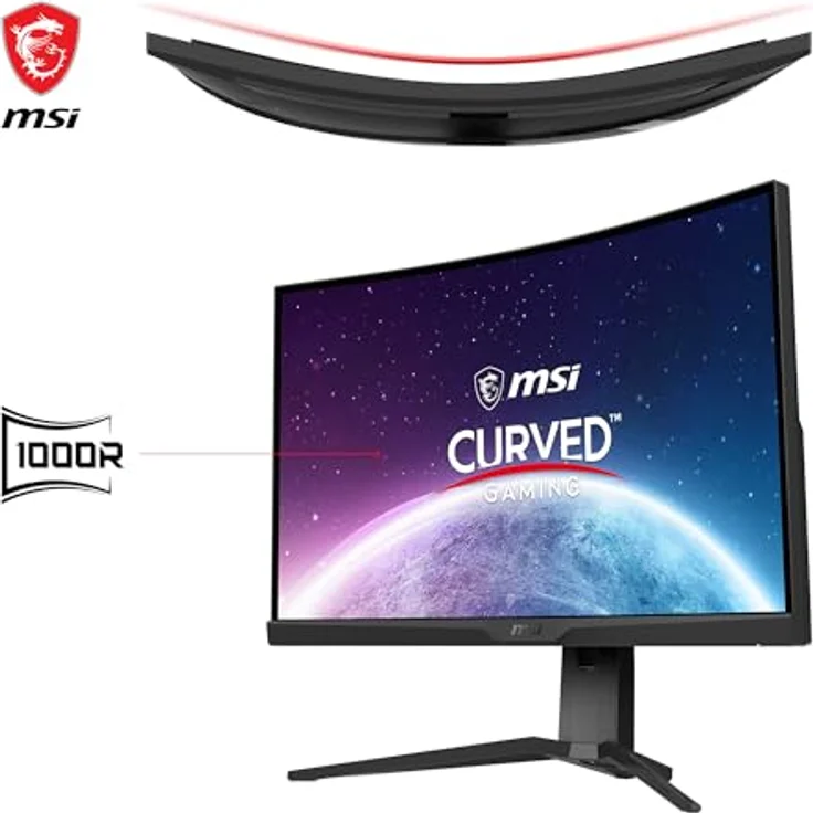 MSI MAG 275CQRXFDE 27 Zoll Gaming Monitor, WQHD (2560x1440), Rapid VA, 1ms, 240Hz, Curve 1000R, HDR 400, HDMI, Display Port, Schwarz – Bild 2