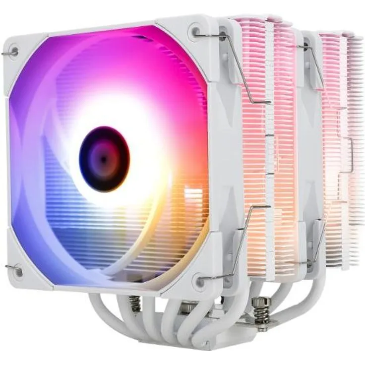 Thermalright Peerless Assassin 120 White ARGB, CPU Kühler mit RGB-Beleuchtung, zwei 120 mm Lüftern und sechs Heatpipes
