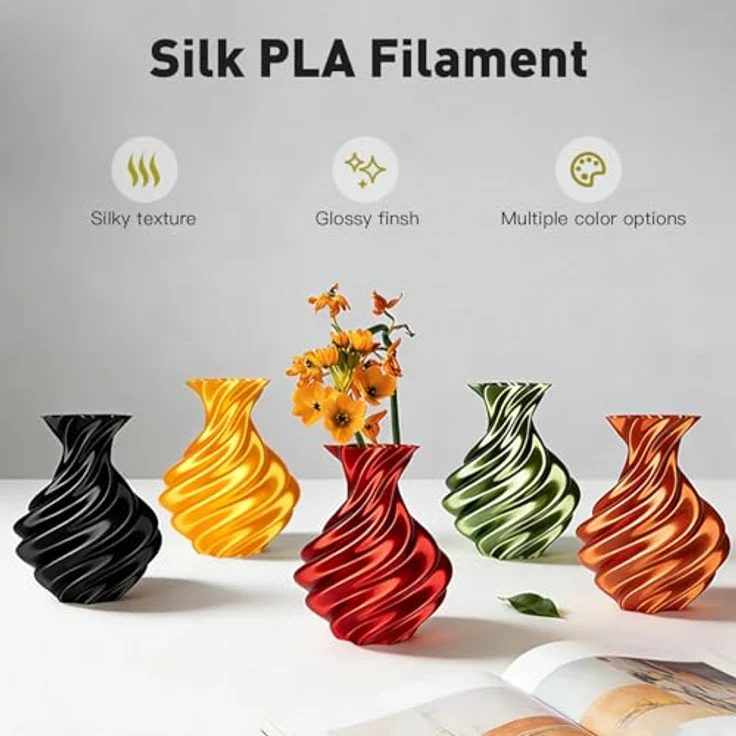 ERYONE Ultra Shiny Silk PLA Filament 1,75 mm, 1 kg Spule, präzise Dimensionen, schwarz – Bild 2