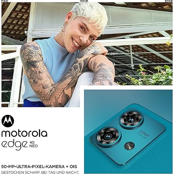 Motorola edge40 neo Smartphone (6,55"-FHD+-Display, 50-MP-Kamera, 12/256 GB, 5000 mAh, Android 13) Caneel Bay – Bild 4