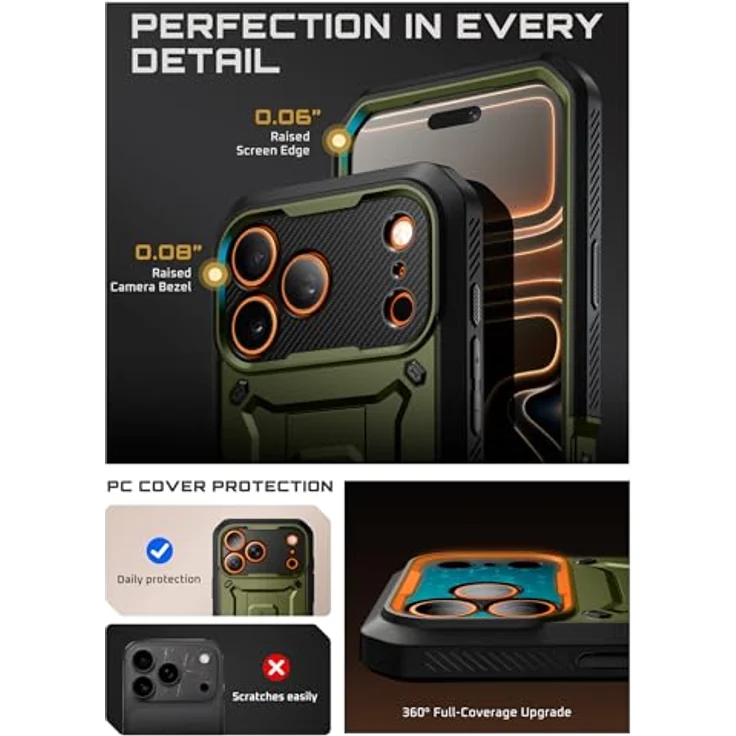 Supcase Unicorn Beetle Pro Hülle für iPhone 17 Pro, extrem langlebiger Fallschutz mit integrierter Displayschutz, Grün – Bild 7
