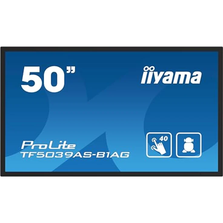 Iiyama Prolite TF5039AS-B1AG 125.7cm 49,5" VA LED-Monitor 4K UHD Open Frame 40 Punkt Multitouch Bonded PCAP kapazitiv HDMI DP RJ45 RS-232c USB2.0 IP65 Android OS AntiGlare Touch-durch-Glass 24/7, Schwarz – Bild 2