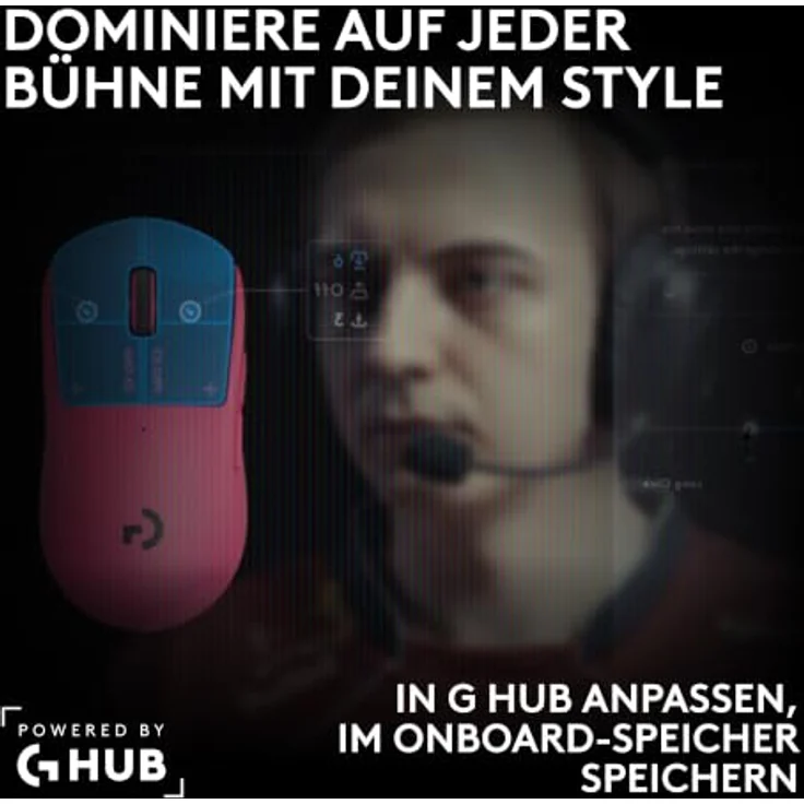 LOGITECH G PRO X3 SUPERSTRIKE Gaming-Maus, Pink Eclipse, kabellos, HERO 2 Sensor, 135 Stunden Akkulaufzeit – Bild 10