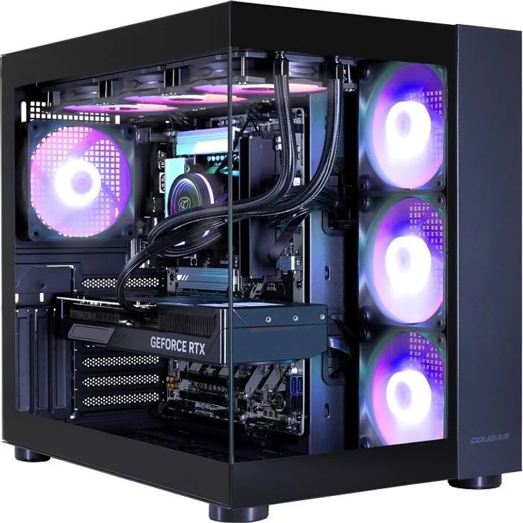 Hyrican COUGAR FV150 BK 7893, Gaming-PC mit Ryzen 7 9700X, 32GB DDR5, 1TB SSD, RTX 5070Ti und Wasserkühlung, schwarz