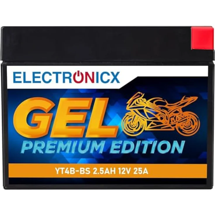 Electronicx YT4B-BS GEL Motorradbatterie 2.3Ah 12V - wartungsfrei, auslaufsicher, rüttelfest für Motorrad, Roller und Quad – Bild 1