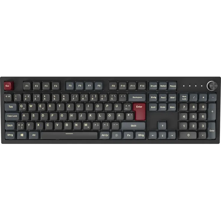Montech MKey Darkness Gaming Tastatur, Hotswap-fähig, Gateron G Pro 2.0 Red, ISO-DE-Layout, PBT-Keycaps