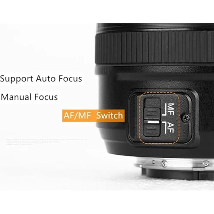 Yongnuo YN50 mm Nikon – Objektiv für Kameras DSLR (F-1.8, 58 mm, AF-MF), Schwarz – Bild 6