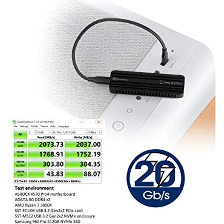 SilverStone Technology MS12, Aktuelle USB-3.2-Gen-2x2-Schnittstelle mit SuperSpeed+-Übertragungsrate bis 20Gbps, SST-MS12, schwarz – Bild 3