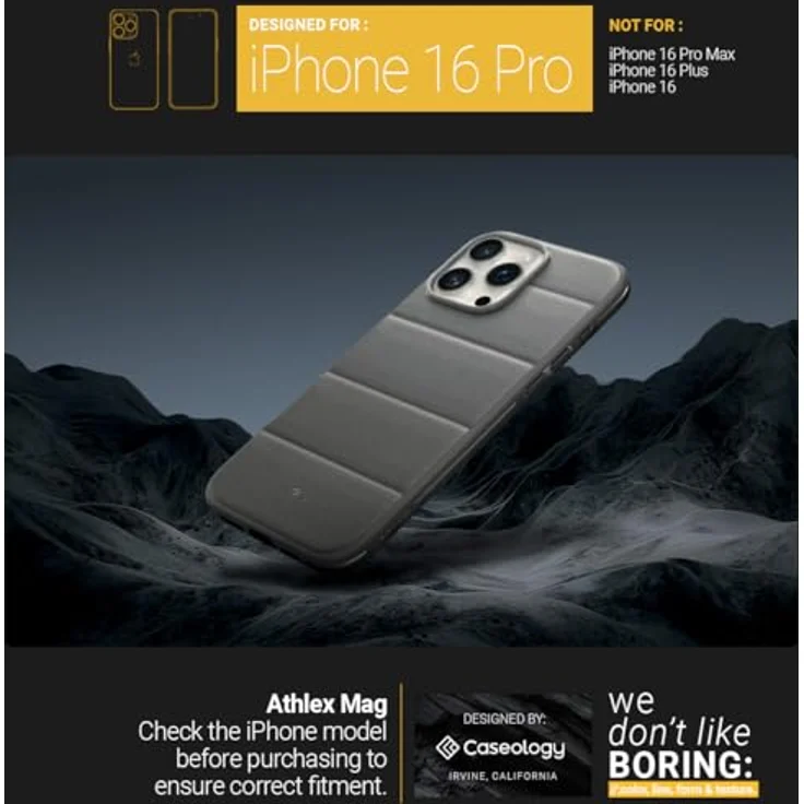Caseology Athlex Mag für iPhone 16 Pro Hülle - Active Gray [Sandstein Textur, Militärischer Fallschutz, Magnetische, Seitliche Griffmuster] – Bild 2