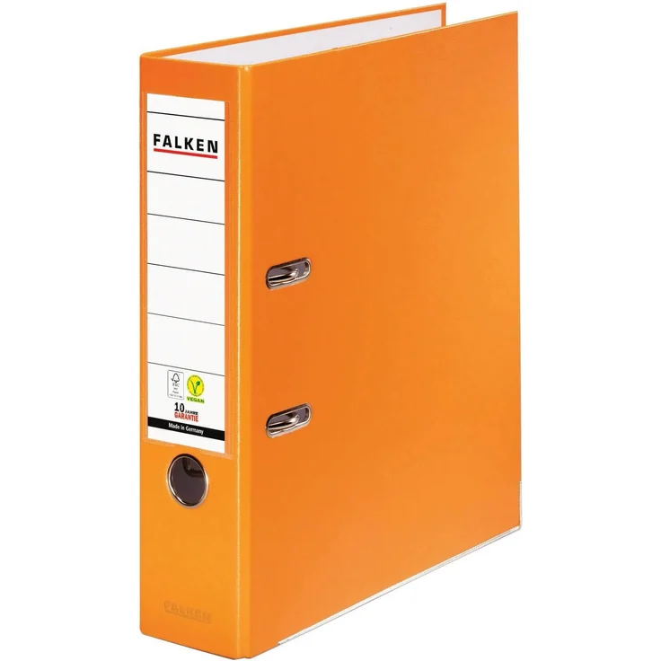 Falken Aktenordner PP-Color A4, 80mm Rücken, Orange Einsteckschild, strapazierfähig, FSC-zertifiziert – Bild 1