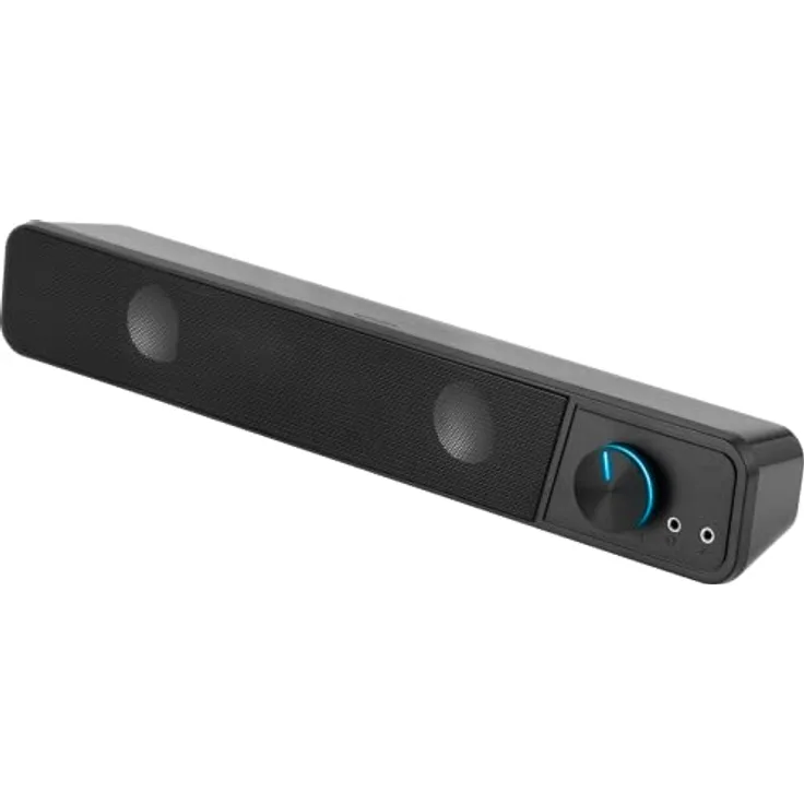 Speedlink BRIO Stereo Soundbar – Computer-Soundbar, exzellente Audioqualität, 12 Watt, 2x 3,5mm-Klinkenstecker Anschluss, USB A Stecker, Lautstärkeregler, Kopfhörer- & Mikrofonbuchse, schwarz