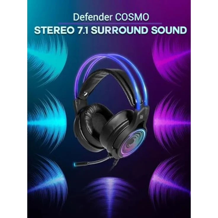 Defender® Gaming Headset, 7.1 Surround Sound, Gaming Kopfhörer PC mit Kabel für PS4, Laptop, Over-Ear-Kopfhörer mit Noise-Cancelling-Mikrofon, Headset Mit Mikrofon, LED-Licht, Schwarz – Bild 4