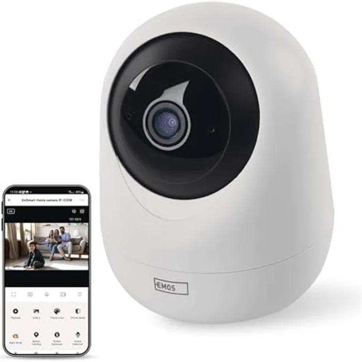 EMOS GoSmart Indoor Überwachungskamera 4MP mit Dual-WiFi und App, 2560x1440 Auflösung, Bewegungserkennung, Nachtsicht - Weiß
