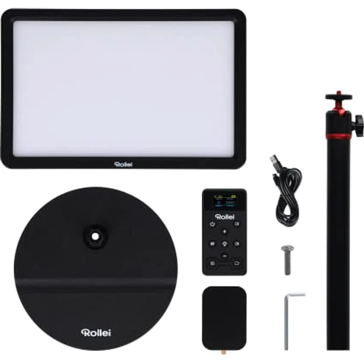 Rollei Lumis Key-Light Pro, LED Videolicht inkl. Tischstativ und Einer Fernbedienung am Kabel. Große Bi-Color Desktop-Leuchte mit 192 dimmbaren LED´s (96 Warmweiss + 96 Kaltweiss) – Bild 4
