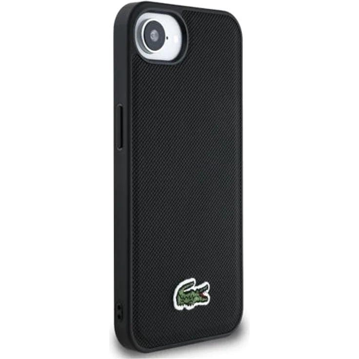 Lacoste Case Iconic Petit Pique Woven Logo MagSafe, Smartphone Hülle aus strapazierfähigem PU-Material für iPhone 16e, Schwarz – Bild 4