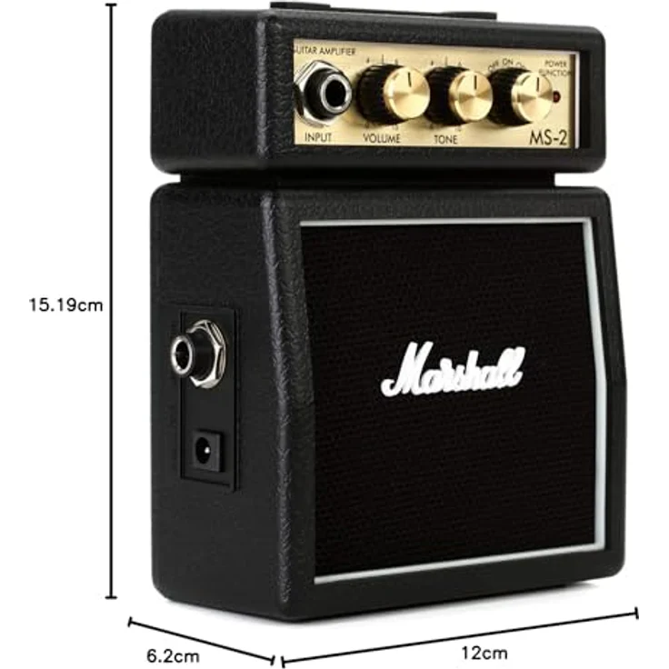 Marshall MS-2 Micro Amp Black, 1 Watt Mini-Combo Verstärker für E-Gitarre mit Overdrive-Modus und Kopfhöreranschluss – Bild 5