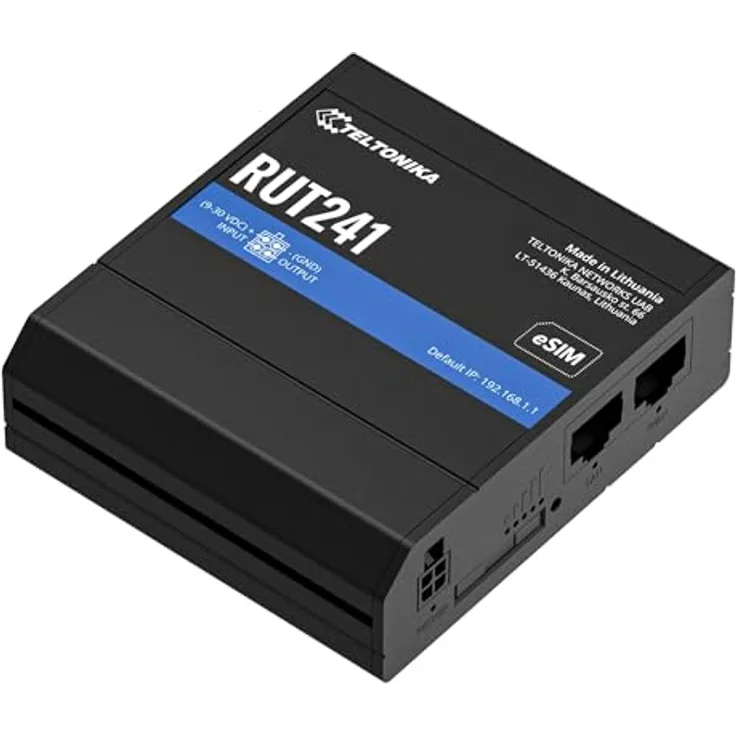 Teltonika RUT241 eSIM, mobiler Router mit 4G/LTE Unterstützung und sicherer Datenübertragung, Schwarz