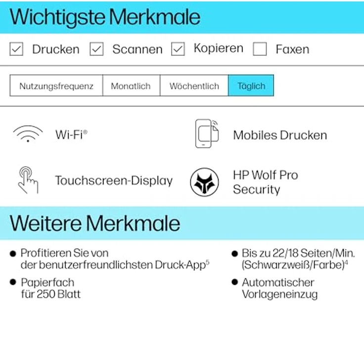 HP OfficeJet Pro 9720e Multifunktionsdrucker, 3 Monate gratis drucken mit HP Instant Ink inklusive, HP+, Drucker, Scanner, Kopierer, Fax, WLAN, LAN, Duplex, Airprint, Grau-Weiß – Bild 3