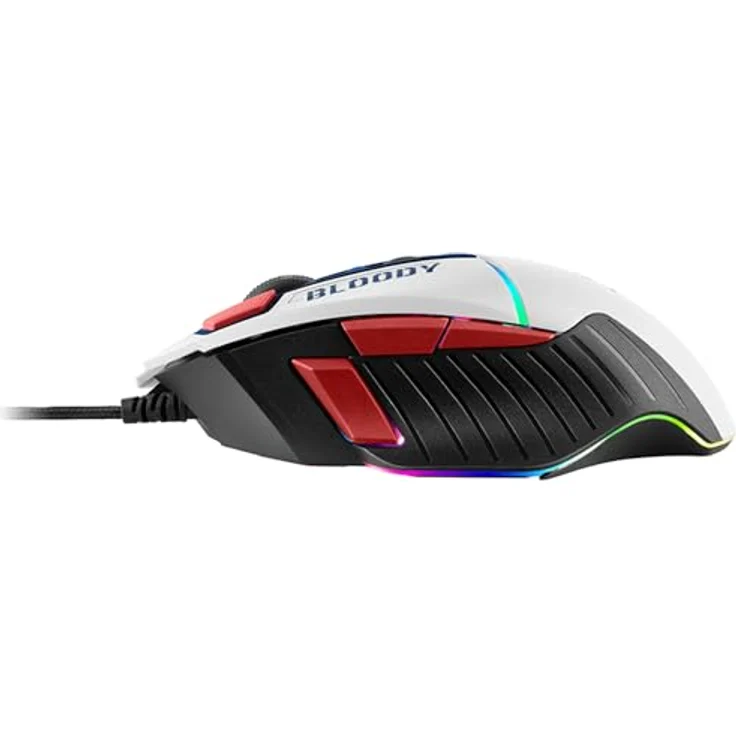 A4tech W95Max Sports Gaming Maus, Optische Kabelgebundene Gaming-Maus, USB 12 000 CPI, 8000 FPS, 250 IPS. 35G, 2000 Hz Ultrapolling (weiß/blau) – Bild 2