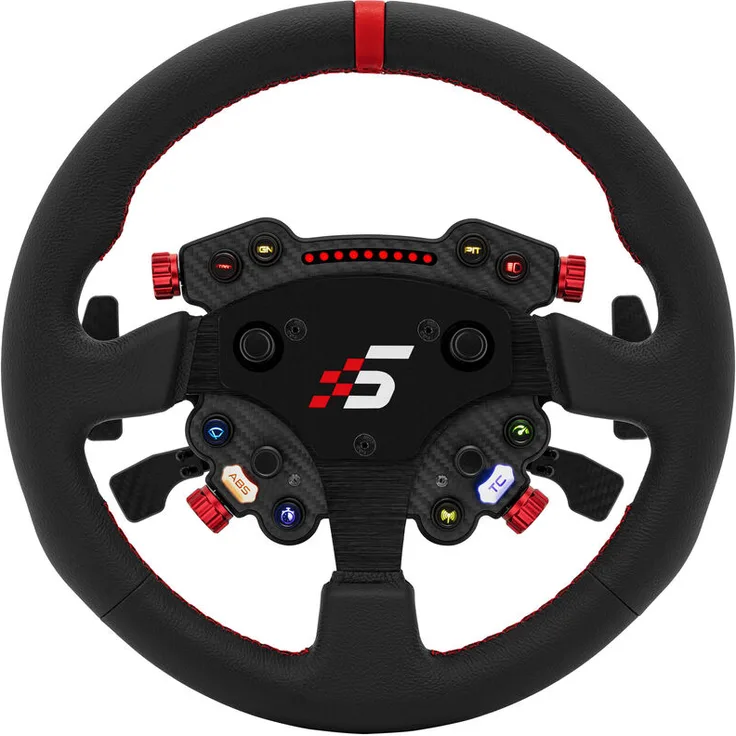Simagic GT1 Lenkrad mit Pro HUB / Knob - Leder, Gaming-Lenkrad mit 320-350 mm Durchmesser, 14 Bedienungselementen und HALL-Paddelmodul, in CNC-Aluminium und Kohlefaser
