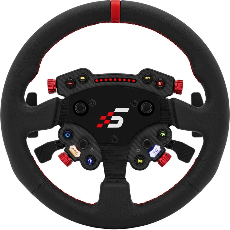 Simagic GT1 Lenkrad mit Pro HUB / Knob - Leder, Gaming-Lenkrad mit 320-350 mm Durchmesser, 14 Bedienungselementen und HALL-Paddelmodul, in CNC-Aluminium und Kohlefaser