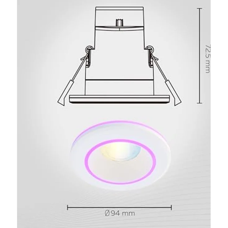 Calex Smart Halo Einbau-Downlight, CCT RGB LED-Deckenleuchte, IP44, steuerbar per App und Sprachbefehl, weiß – Bild 6