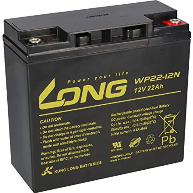 Kung Long WP22-12N 12V 22Ah Batterie AGM Blei Akku wartungsfrei zyklisch – Bild 2