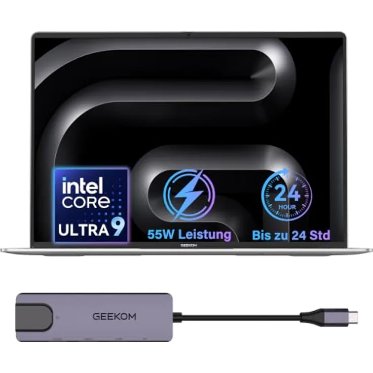 GEEKOM GeekBook M16 Business-Laptop mit Intel Core Ultra 9, 55W Leistung, 99,9 Wh Akku, USB4, Fingerabdrucksensor und IceBlade 3.0 Kühlung