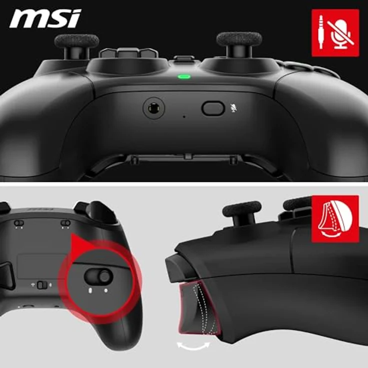 MSI FORCE GC300 WIRELESS Schwarz USB 2.0 Analog PC Gamepad, Gaming Controller mit kabelloser Verbindung – Bild 3