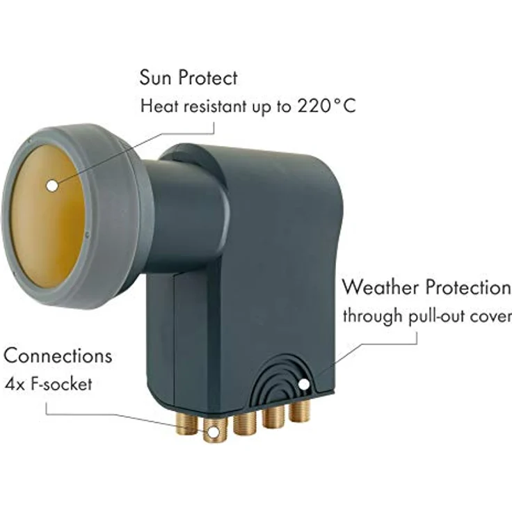 SCHWAIGER 717402 Octo LNB Low Noise Blockconverter Sun Protect digital hitzebeständig LNB-Kappe Satellitenschüssel-Zubehör Direktanschluss Wetterschutz vergoldete Kontakte anthrazit – Bild 3