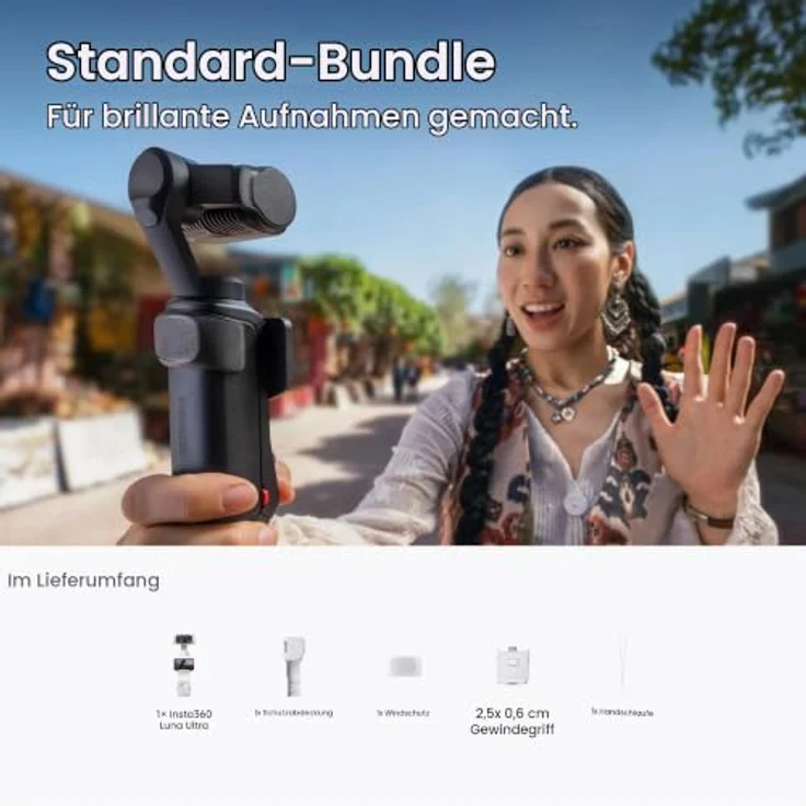 INSTA360 Luna Ultra Standard Bundle (Weiß), 8K Kameragimbal mit abnehmbarem 2"-OLED-Touchscreen, 12x Zoom und Fernbedienung – Bild 2