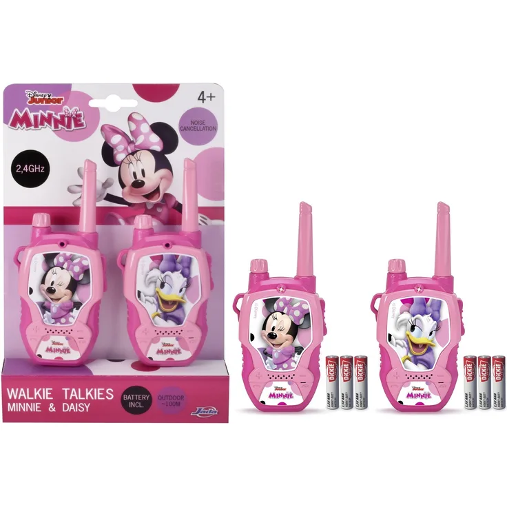 JADA Walkie Talkie Rollenspielzeug Go Real / Walkie Talkie Disney Junior Minnie 203072003, Kinder Walkie-Talkies mit bis zu 400m Reichweite, Disney Junior Minnie Optik, inkl. 2x3 AAA-Batterien