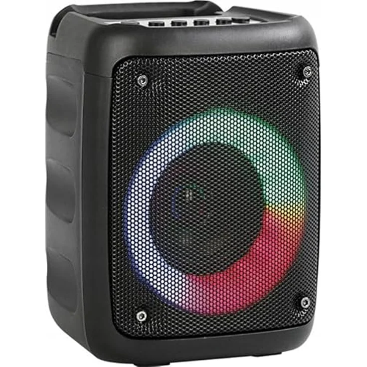 Rebeltec STAGE 180, Tragbarer Bluetooth-Lautsprecher mit RGB-Hintergrundbeleuchtung, 18W RMS, FM-Radio, USB, microSD, TWS-Funktion, schwarz – Bild 4