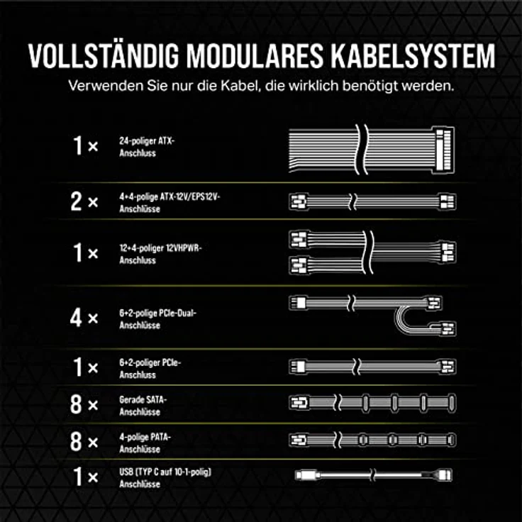 Corsair HX1000i Vollmodulares, Extrem Geräuscharmes ATX-Netzteil - ATX 3.0- Und PCIe 5.0-kompatibel - CORSAIR iCUE Software-Kompatibel - 80 Plus Platinum-Effizienz - Schwarz – Bild 5