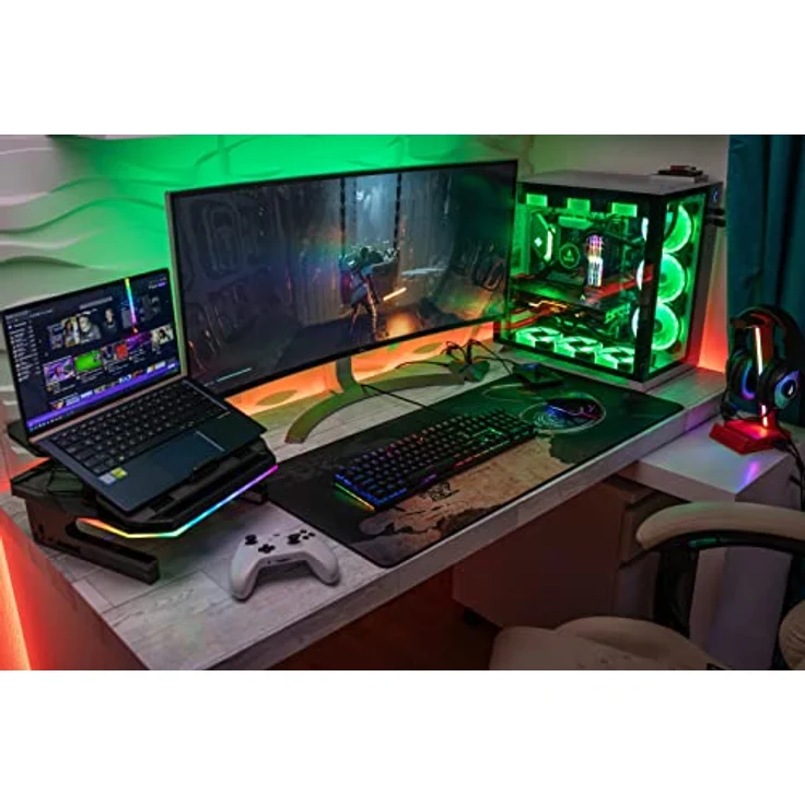 SureFire Portus X2 Gaming Laptop-Ständer, 360° Notebook Stand höhenverstellbar mit RGB-Beleuchtung, Halterung für Laptops mit 10, 17,3 Zoll, Tablet Erhöhung mit Lüftung für den Schreibtisch – Bild 5