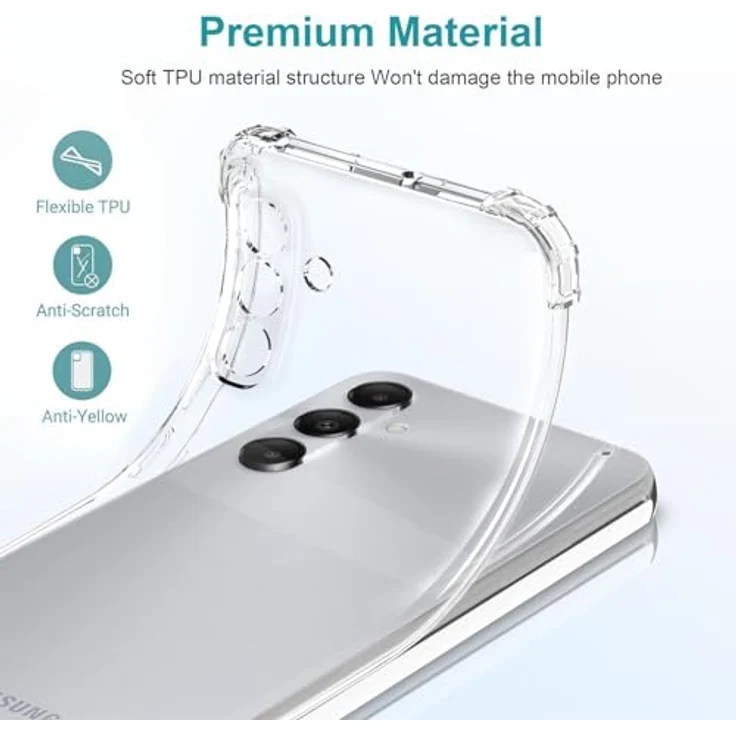 LeYi Hülle für Samsung Galaxy A05S, durchsichtige TPU Silikon Handyhülle mit 2 Schutzfolien, stoßfest mit Kameraschutz, Crystal Clear Cover Case – Bild 5