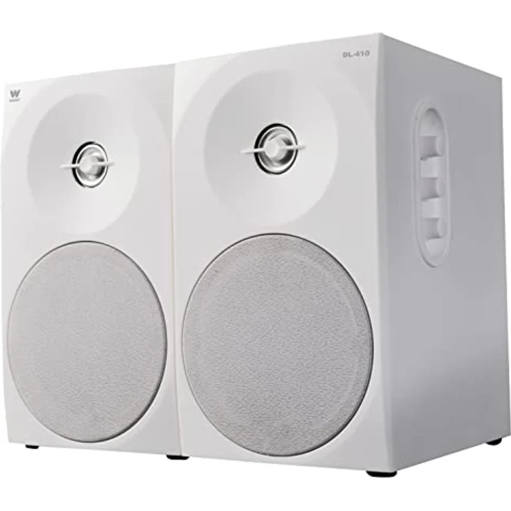 Woxter Dynamic Line 410 White - 2.0 Stereo-Lautsprecher (angetrieben mit 150W Leistung, Holz, 4, Woofer, 2 Hochtöner, 3,5 mm, RCA, Bassreflex-Control (Lautstärke, Höhen, Bass), weiß – Bild 2