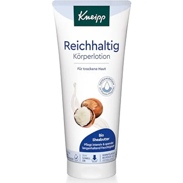 Kneipp Reichhaltig Körperlotion - Für trockene Haut - Mit Bio Sheabutter - Zieht schnell ein - 200ml.