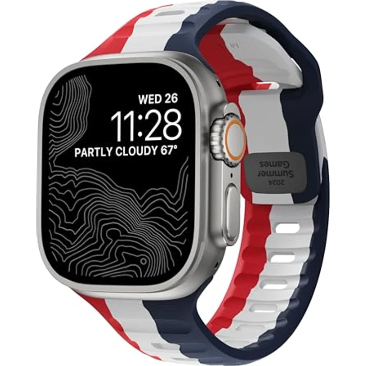 Nomad Smartwatch-Armband Sport Band 42/44/45/49mm Summer Games, atmungsaktives Fluorkautschuk Design in Paris inspiriert – Bild 1