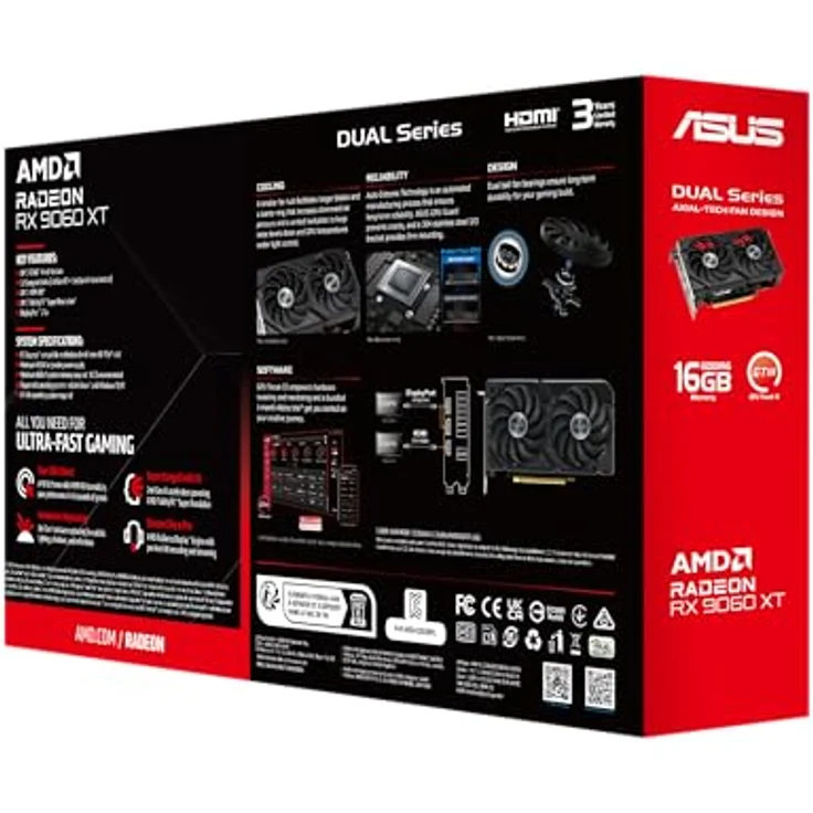 ASUS DUAL-RX9060XT-16G, Grafikkarte mit 16 GB GDDR6, Dual BIOS und Axial-Tech-Lüfter – Bild 11
