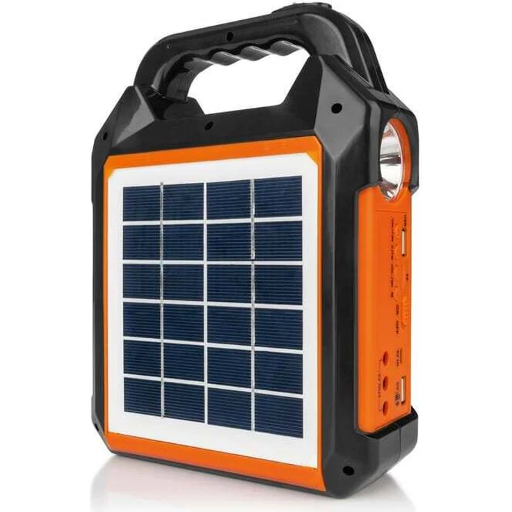 DS Produkte EASYmaxx Solar-Generator Kit 4500mAh, tragbare Powerbank mit integrierter Taschenlampe, Radio & Lautsprecher