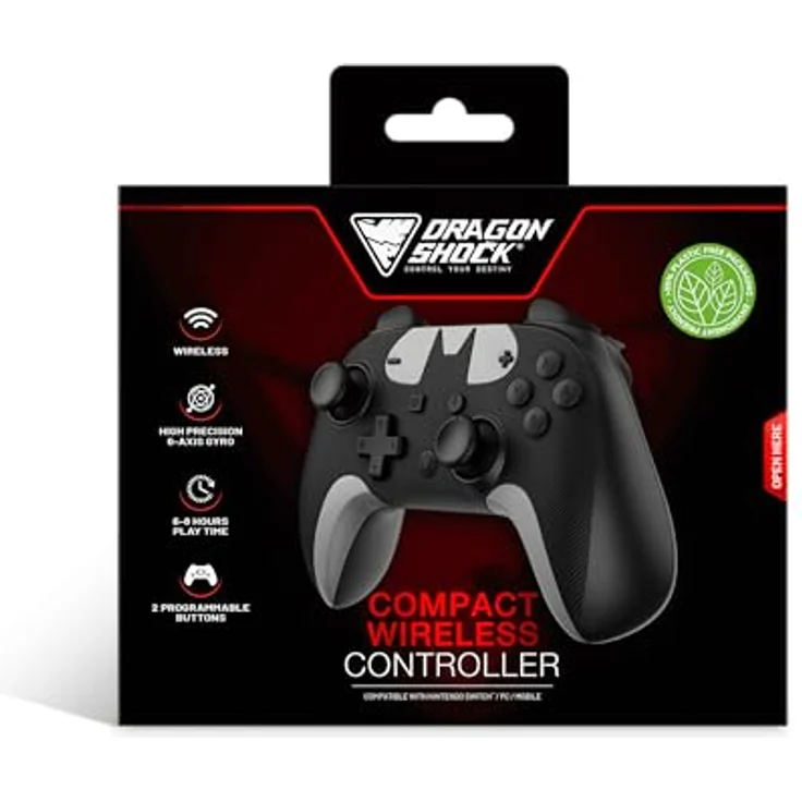 DRAGON SHOCK PopTop Wireless Controller The Signal Switch für Nintendo, kabelloser Gamepad mit Turbo-Funktion und 4 Vibrationsstufen, schwarz – Bild 6