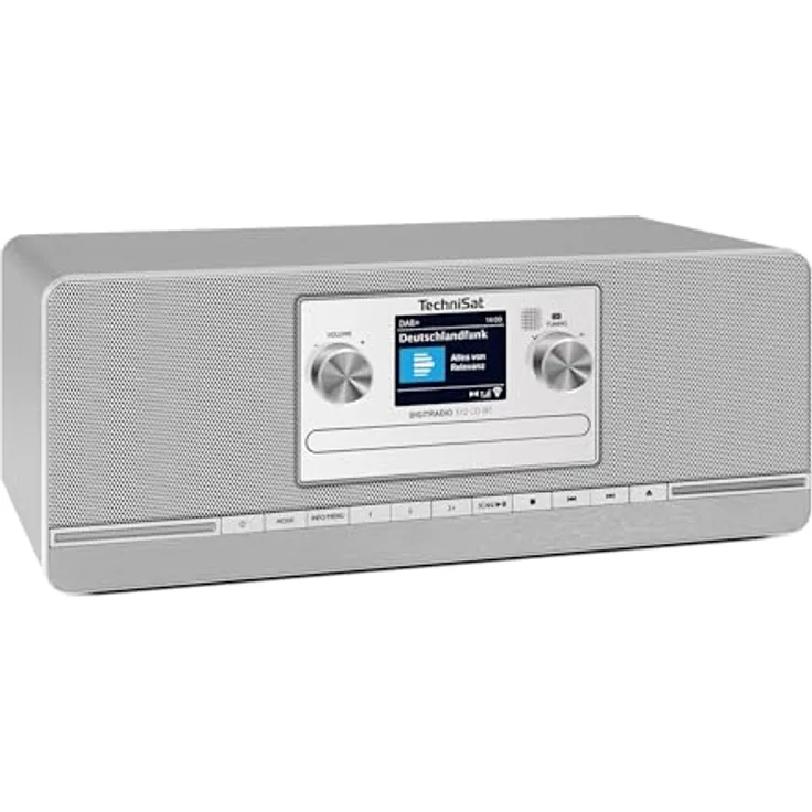 TechniSat DIGITRADIO 372 CD BT - Stereo Digitalradio mit DAB+, UKW, CD-Player, Bluetooth, Farbdisplay, USB, AUX, Kopfhöreranschluss, Wecker, 10 Watt, Fernbedienung - Silber