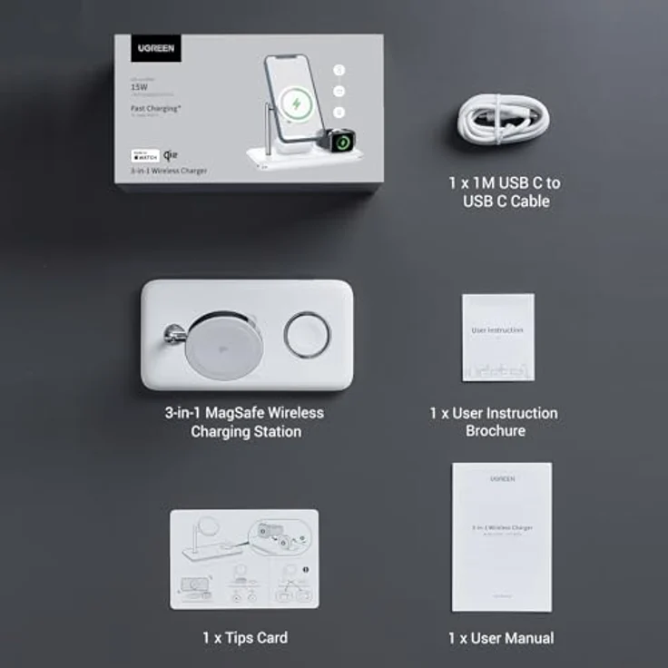 Ugreen Wireless Charger 3in1 (25 W), Ladestation für MacBook, iPhone und mehr, Weiss – Bild 11