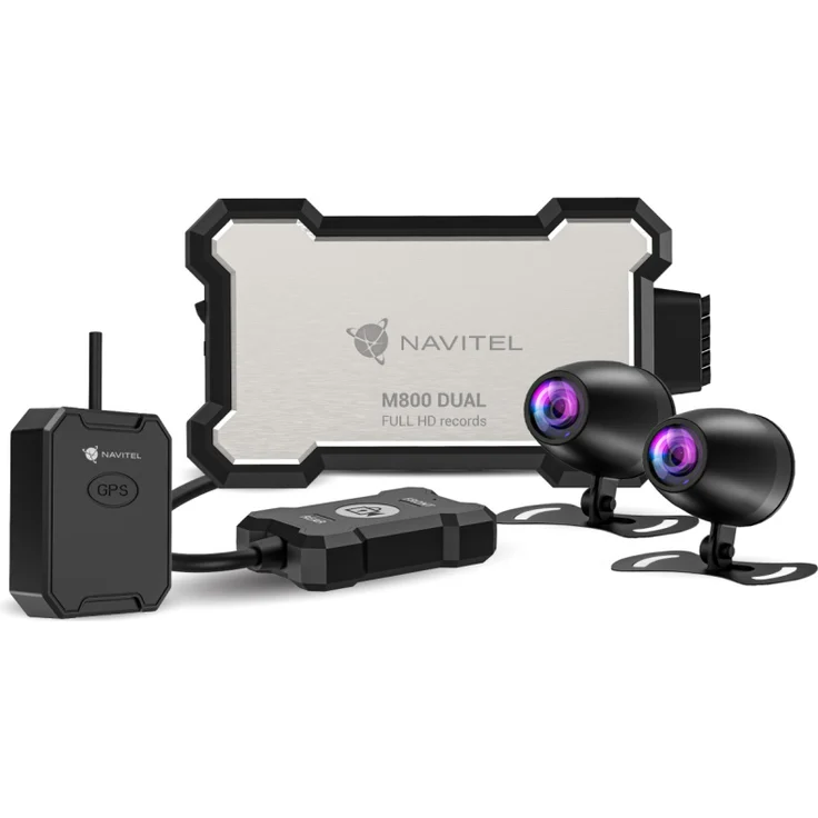 Navitel M800 DUAL, Full HD Dashcam mit 1920 x 1080 Pixel, 2 Kameras, Schwarz, Metall, 128 GB MicroSD, GPS und WLAN